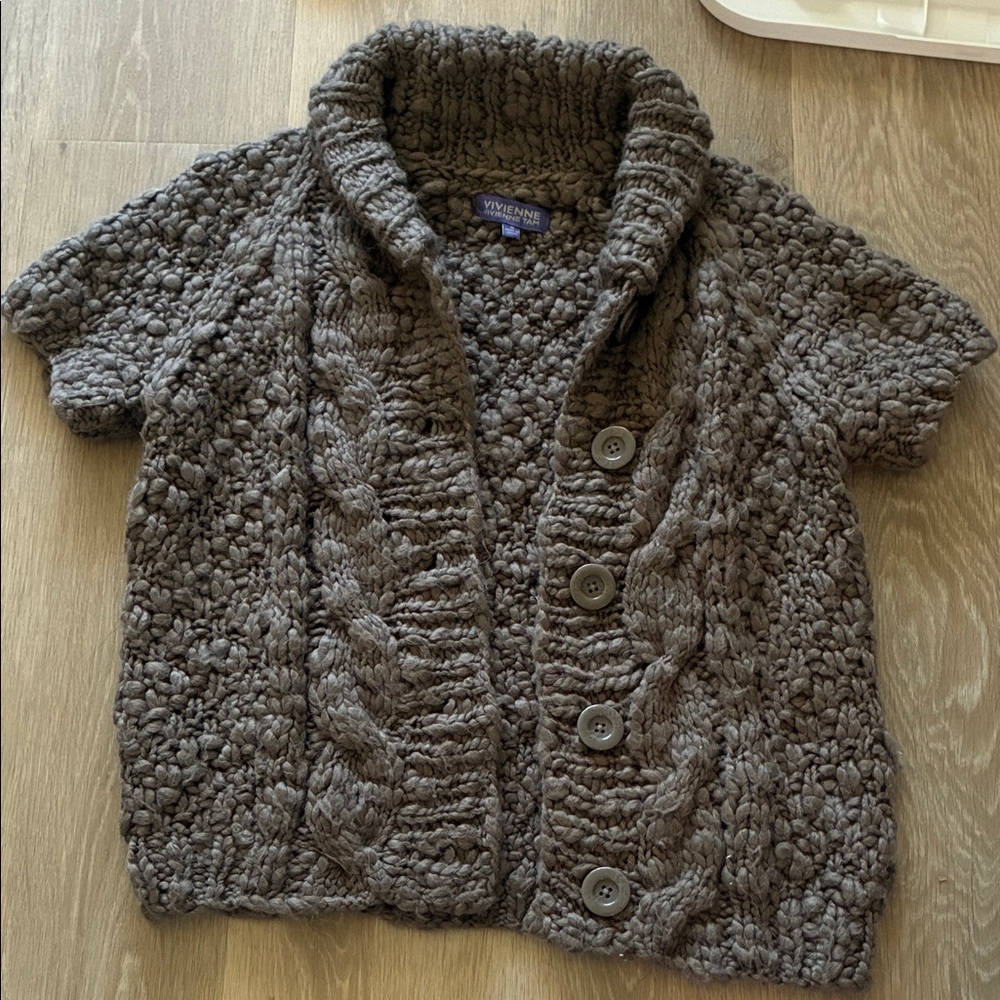 Vivienne Tam Gray Chunky Knit Cardigan